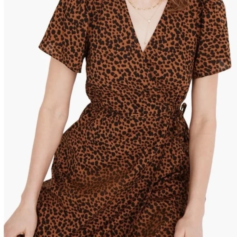 Madewell Leopard Wrap Mini Dress